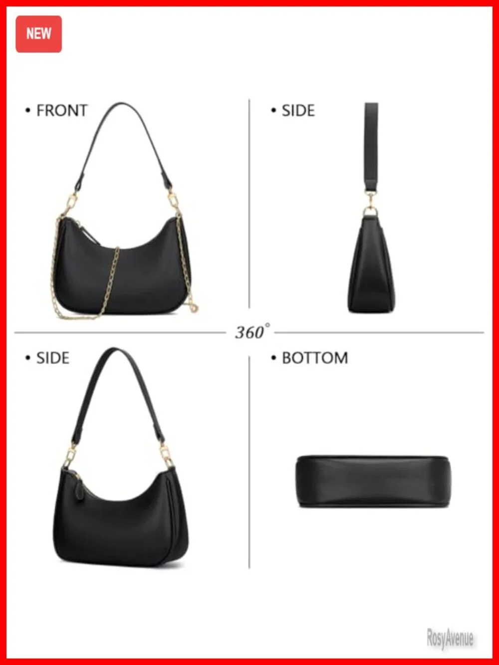 Cute Hobo Handbag with Removable Straps - PU Leather Shoulder Bag